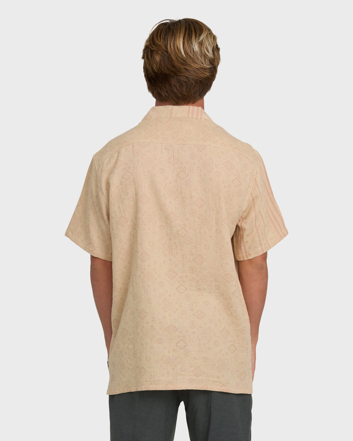 Garage Nashua Jacquard Short Sleeve Woven Shirt - Oatmeal